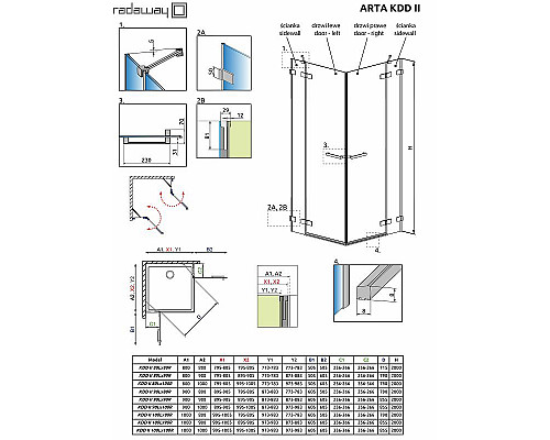 Заказать Душевая дверь Radaway Arta KDJ II/KDD II/DWJS 60 386455-03-01L профиль Хром стекло прозрачное в магазине сантехники Santeh-Crystal.ru