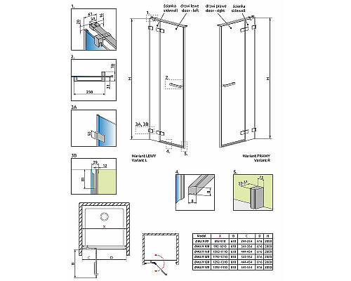 Заказать Душевая дверь Radaway Arta DWJ II 620 386441-03-01L профиль Хром стекло прозрачное в магазине сантехники Santeh-Crystal.ru