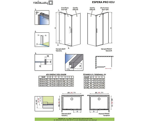 Заказать Душевая дверь Radaway Espera Pro KDJ 120 L 10090120-01-01L профиль Хром стекло прозрачное в магазине сантехники Santeh-Crystal.ru