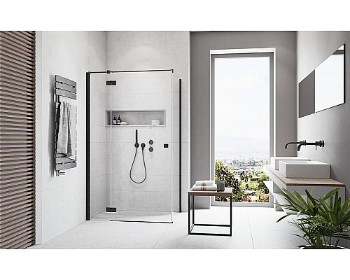 Приобрести Душевая дверь Radaway Essenza New KDJ 90 L 385044-54-01L профиль Черный стекло прозрачное в магазине сантехники Santeh-Crystal.ru