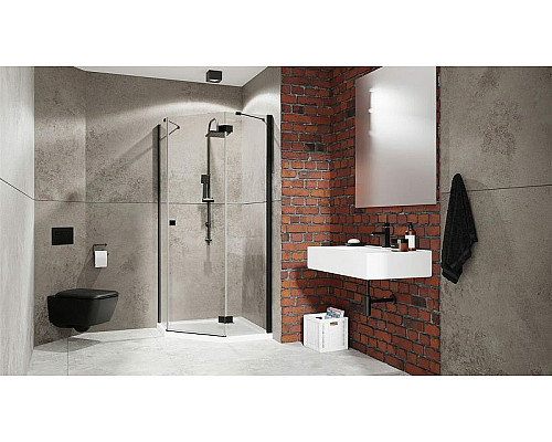 Заказать Душевая дверь Radaway Essenza New PTJ 60 R 385010-54-01R профиль Черный стекло прозрачное в магазине сантехники Santeh-Crystal.ru