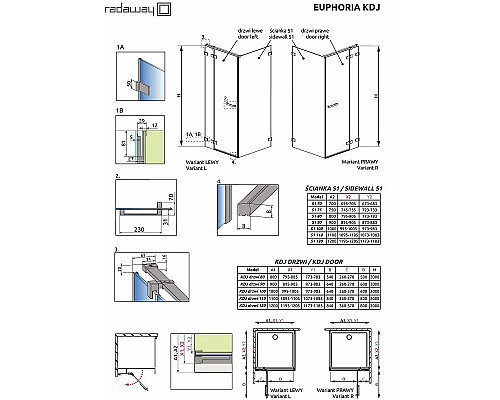 Купить Душевая дверь Radaway Euphoria KDJ 80 383812-01L профиль Хром стекло прозрачное в магазине сантехники Santeh-Crystal.ru