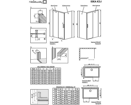 Купить Душевая стенка Radaway Idea S1 110 L 387053-01-01L профиль Хром стекло прозрачное в магазине сантехники Santeh-Crystal.ru