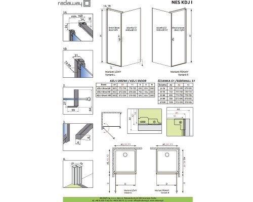 Заказать Душевая дверь Radaway Nes KDJ I 90 L 10022090-01-01L профиль Хром стекло прозрачное в магазине сантехники Santeh-Crystal.ru