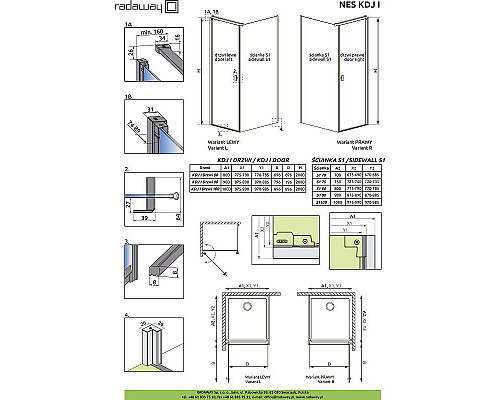 Приобрести Душевая дверь Radaway Nes Black KDJ I 90 L 10022090-54-01L профиль Черный стекло прозрачное в магазине сантехники Santeh-Crystal.ru