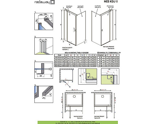 Заказать Душевая дверь Radaway Nes KDJ II 120 R 10032120-01-01R профиль Хром стекло прозрачное в магазине сантехники Santeh-Crystal.ru