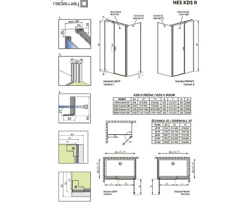 Приобрести Душевая дверь Radaway Nes KDS II 120 L 10033120-01-01L профиль Хром стекло прозрачное в магазине сантехники Santeh-Crystal.ru