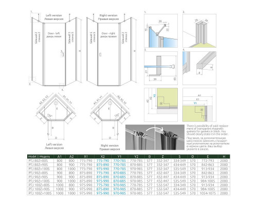 Заказать Душевая стенка Radaway Nes Black PTJ 100 10052100-54-01 боковая профиль Черный стекло прозрачное в магазине сантехники Santeh-Crystal.ru