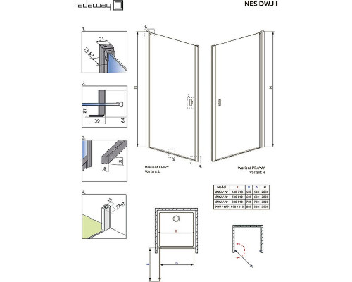 Приобрести Душевая дверь Radaway Nes DWJ I 70 R 10026070-01-01R профиль Хром стекло прозрачное в магазине сантехники Santeh-Crystal.ru