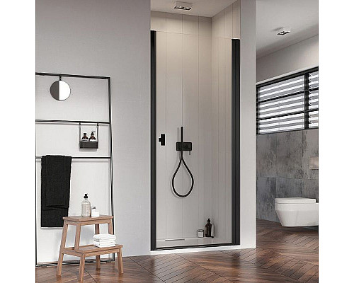 Купить Душевая дверь Radaway Nes Black DWJ I 80 R 10026080-54-01R профиль Черный стекло прозрачное в магазине сантехники Santeh-Crystal.ru