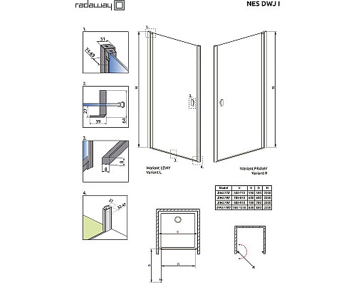 Купить Душевая дверь Radaway Nes Black DWJ I 80 R 10026080-54-01R профиль Черный стекло прозрачное в магазине сантехники Santeh-Crystal.ru