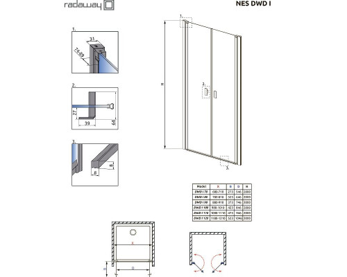 Купить Душевая дверь Radaway Nes DWD I 100 10027100-01-01 профиль Хром стекло прозрачное в магазине сантехники Santeh-Crystal.ru