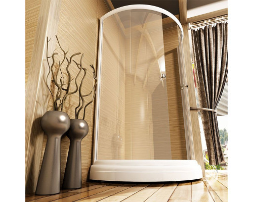 Приобрести Душевой уголок Radomir 110x110 1-03-1-0-0-0050 с поддоном профиль Белый стекло прозрачное в магазине сантехники Santeh-Crystal.ru