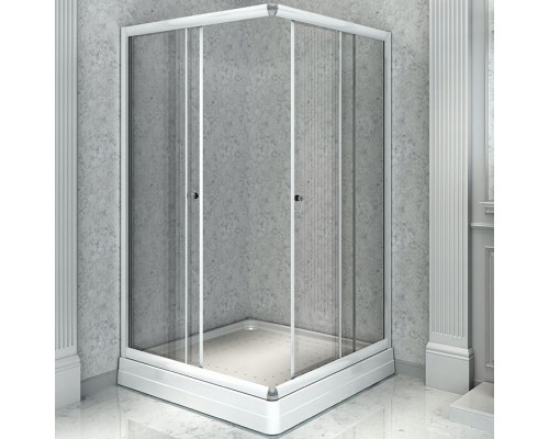 Купить Душевой уголок Radomir 100x110 L 1-03-1-1-0-1230 с поддоном профиль Белый стекло прозрачное в магазине сантехники Santeh-Crystal.ru