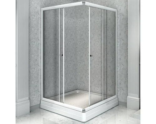 Заказать Душевой уголок Radomir 100x90 L 1-03-1-1-0-1210 с поддоном профиль Белый стекло прозрачное в магазине сантехники Santeh-Crystal.ru