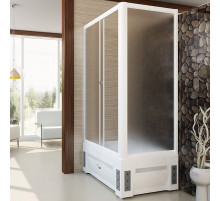 Душевой уголок Radomir Верчелли 119x81 L 1-03-1-1-0-0131 с поддоном профиль Белый стекло матовое