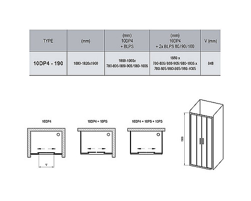Приобрести Душевая дверь Ravak 10° 10DP4 190 0ZKL0C00Z1 профиль Хром стекло Transparent в магазине сантехники Santeh-Crystal.ru