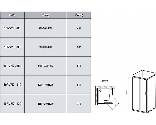 Купить Душевая дверь Ravak 10° 10RV2K-100 1ZJA0U00Z1 профиль Сатин стекло Transparent в магазине сантехники Santeh-Crystal.ru
