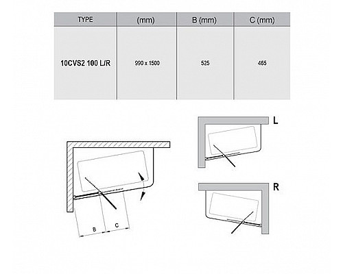 Заказать Шторка на ванну Ravak 10° CVS2-100 100х150 R 7QRA0C03Z1 профиль Хром стекло Transparent в магазине сантехники Santeh-Crystal.ru