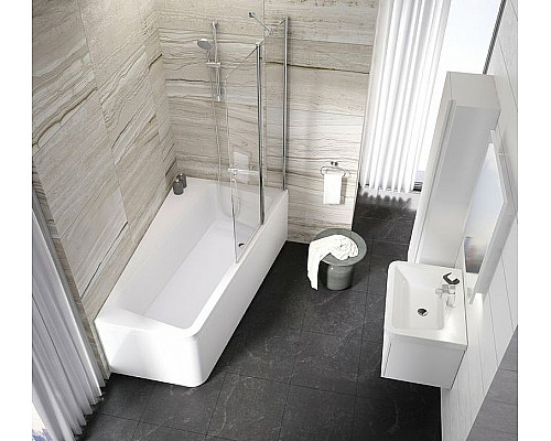 Заказать Шторка на ванну Ravak 10° CVS2-100 100х150 R 7QRA0C03Z1 профиль Хром стекло Transparent в магазине сантехники Santeh-Crystal.ru