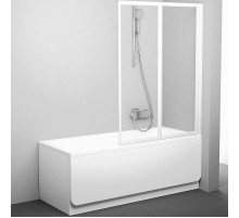 Шторка на ванну Ravak Behappy VS2 105 796M0100Z1 профиль Белый стекло Transparent