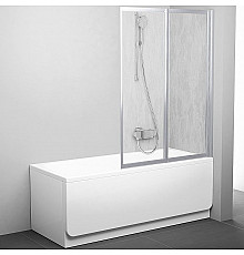 Шторка на ванну Ravak Behappy VS2 105 796M0U0041 профиль Сатин витраж пластик Rain