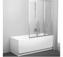 Шторка на ванну Ravak Behappy VS3 115 795S0U0041 профиль Сатин витраж пластик Rain