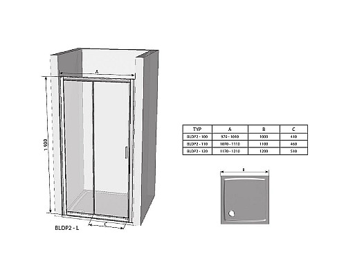 Santeh-Crystal.ru: Душевая дверь Ravak Blix BLDP2 110 0PVD0100Z1 профиль Белый стекло Transparent Купить Душевая дверь Ravak Blix BLDP2 110 0PVD0100Z1 профиль Белый стекло Transparent в магазине сантехники Santeh-Crystal.ru