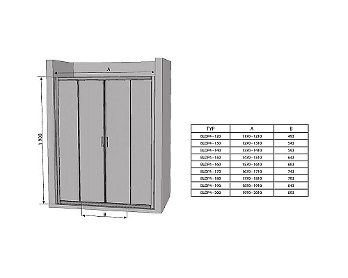 Заказать Душевая дверь Ravak Blix BLDP4-200 0YVK0100ZG профиль Белый стекло Grape в магазине сантехники Santeh-Crystal.ru