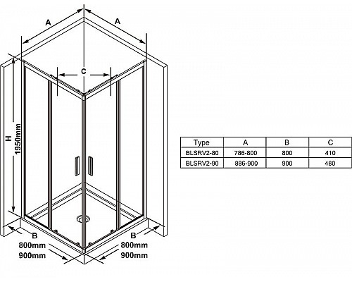 Santeh-Crystal.ru: Душевой уголок Ravak Blix Slim BLSRV2-90 90x90 X1LM70C00Z1 профиль Хром стекло Transparent Заказать Душевой уголок Ravak Blix Slim BLSRV2-90 90x90 X1LM70C00Z1 профиль Хром стекло Transparent в магазине сантехники Santeh-Crystal.ru