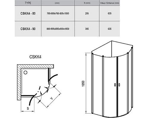 Заказать Душевой уголок Ravak Chrome CSKK4 80x80 3Q140U00Z1 профиль Сатин стекло Transparent в магазине сантехники Santeh-Crystal.ru