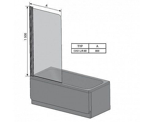 Заказать Шторка на ванну Ravak Chrome CVS1 80 L 7QL40100Z1 профиль Белый стекло Transparent в магазине сантехники Santeh-Crystal.ru