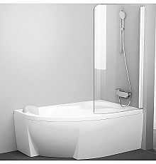 Шторка на ванну Ravak Chrome CVSK1 Rosa 140/150 R 7QRM0100Y1 профиль Белый стекло Transparent