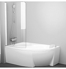 Шторка на ванну Ravak Chrome CVSK1 Rosa 160/170 L 7QLS0100Y1 профиль Белый стекло Transparent