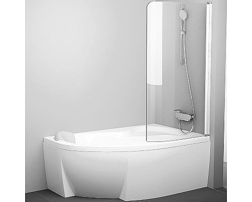 Приобрести Шторка на ванну Ravak Chrome CVSK1 Rosa 160/170 R 7QRS0100Y1 профиль Белый стекло Transparent в магазине сантехники Santeh-Crystal.ru