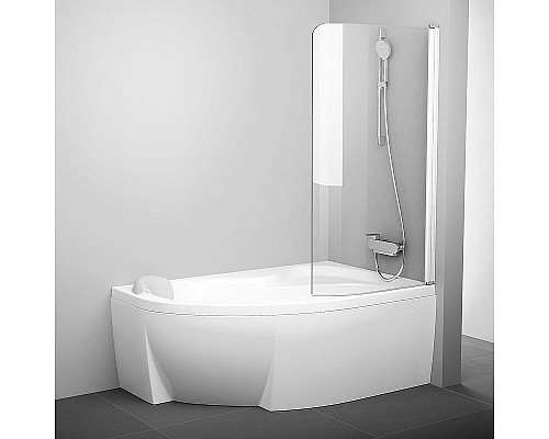 Приобрести Шторка на ванну Ravak Chrome CVSK1 Rosa 160/170 R 7QRS0100Y1 профиль Белый стекло Transparent в магазине сантехники Santeh-Crystal.ru