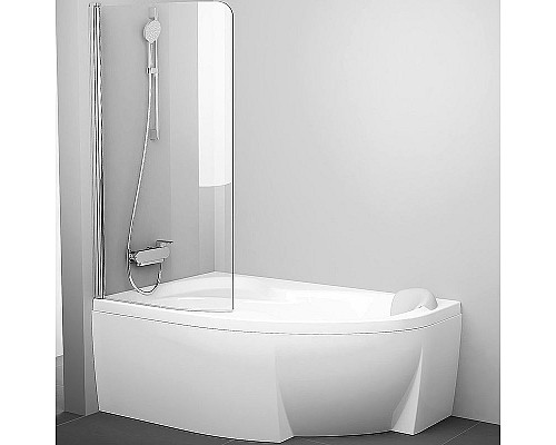 Заказать Шторка на ванну Ravak Chrome CVSK1 Rosa 160/170 L 7QLS0C00Y1 профиль Хром стекло Transparent в магазине сантехники Santeh-Crystal.ru