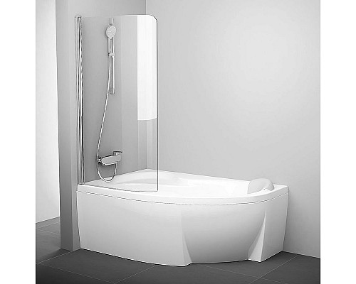 Заказать Шторка на ванну Ravak Chrome CVSK1 Rosa 160/170 L 7QLS0C00Y1 профиль Хром стекло Transparent в магазине сантехники Santeh-Crystal.ru