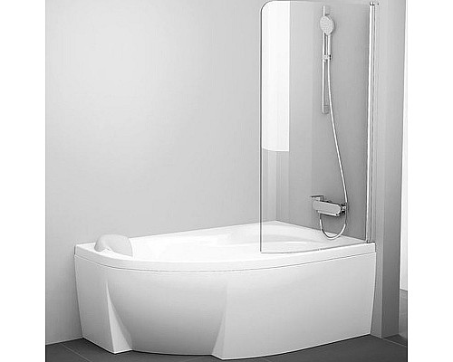 Заказать Шторка на ванну Ravak Chrome CVSK1 Rosa 140/150 R 7QRM0U00Y1 профиль Сатин стекло Transparent в магазине сантехники Santeh-Crystal.ru