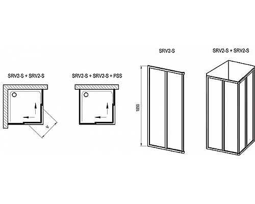 Купить Душевая дверь Ravak Supernova SRV2-80 S 14V40U02Z1 профиль Сатин стекло Transparent в магазине сантехники Santeh-Crystal.ru