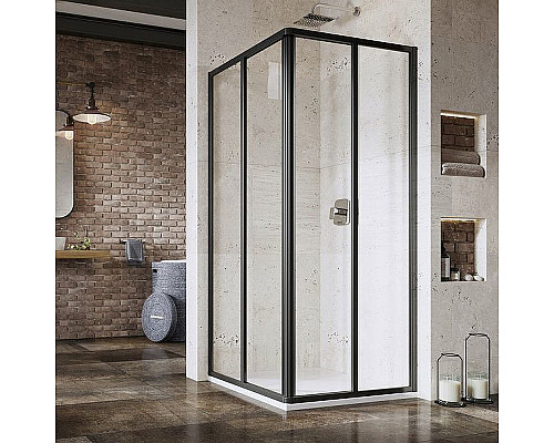 Приобрести Душевая дверь Ravak Supernova SRV2-100 195 S 14VA03O2Z1 профиль Черный стекло Transparent в магазине сантехники Santeh-Crystal.ru