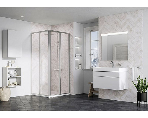 Приобрести Душевая дверь Ravak Supernova SRV2-80 195 S 14V40UO2Z1 профиль Сатин стекло Transparent в магазине сантехники Santeh-Crystal.ru