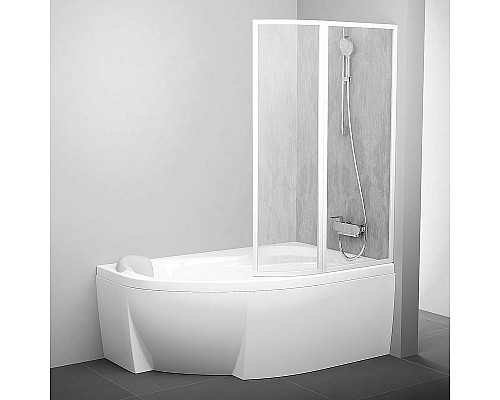 Заказать Шторка на ванну Ravak Supernova VSK2 Rosa 140 R 76P7010041 профиль Белый витраж пластик Rain в магазине сантехники Santeh-Crystal.ru