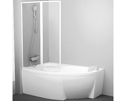 Купить Шторка на ванну Ravak Supernova VSK2 Rosa 140 L 76L70100Z1 профиль Белый стекло Transparent в магазине сантехники Santeh-Crystal.ru