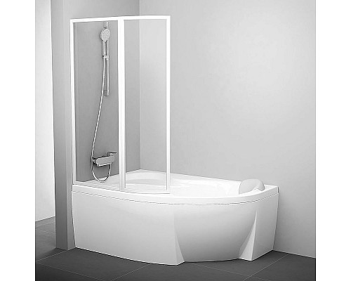 Купить Шторка на ванну Ravak Supernova VSK2 Rosa 140 L 76L70100Z1 профиль Белый стекло Transparent в магазине сантехники Santeh-Crystal.ru
