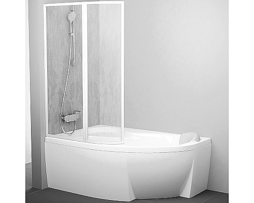 Приобрести Шторка на ванну Ravak Supernova VSK2 Rosa 150 L 76L8010041 профиль Белый витраж пластик Rain в магазине сантехники Santeh-Crystal.ru