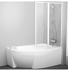 Шторка на ванну Ravak Supernova VSK2 Rosa 150 R 76P8010041 профиль Белый витраж пластик Rain