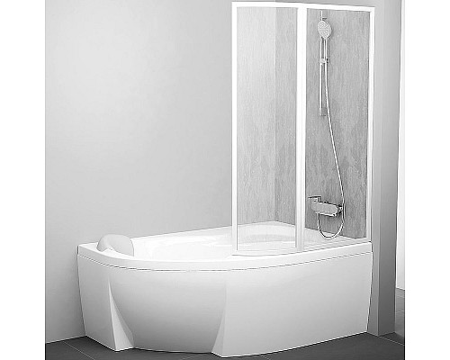 Приобрести Шторка на ванну Ravak Supernova VSK2 Rosa 150 R 76P8010041 профиль Белый витраж пластик Rain в магазине сантехники Santeh-Crystal.ru