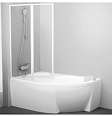 Шторка на ванну Ravak Supernova VSK2 Rosa 150 L 76L80100Z1 профиль Белый стекло Transparent