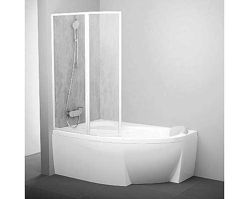 Купить Шторка на ванну Ravak Supernova VSK2 Rosa 160 L 76L9010041 профиль Белый витраж пластик Rain в магазине сантехники Santeh-Crystal.ru